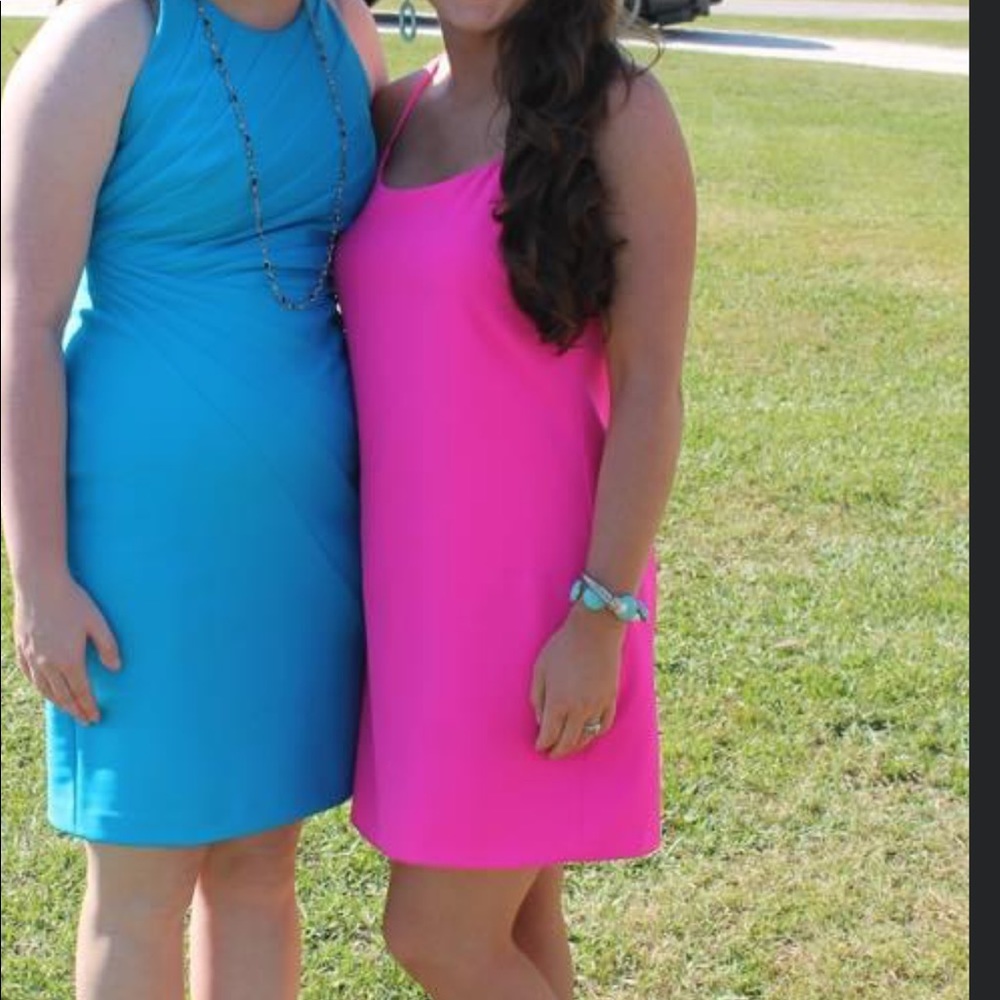 EUC boutique skies are blue Hot Pink Mini Above Knee Shift Dress